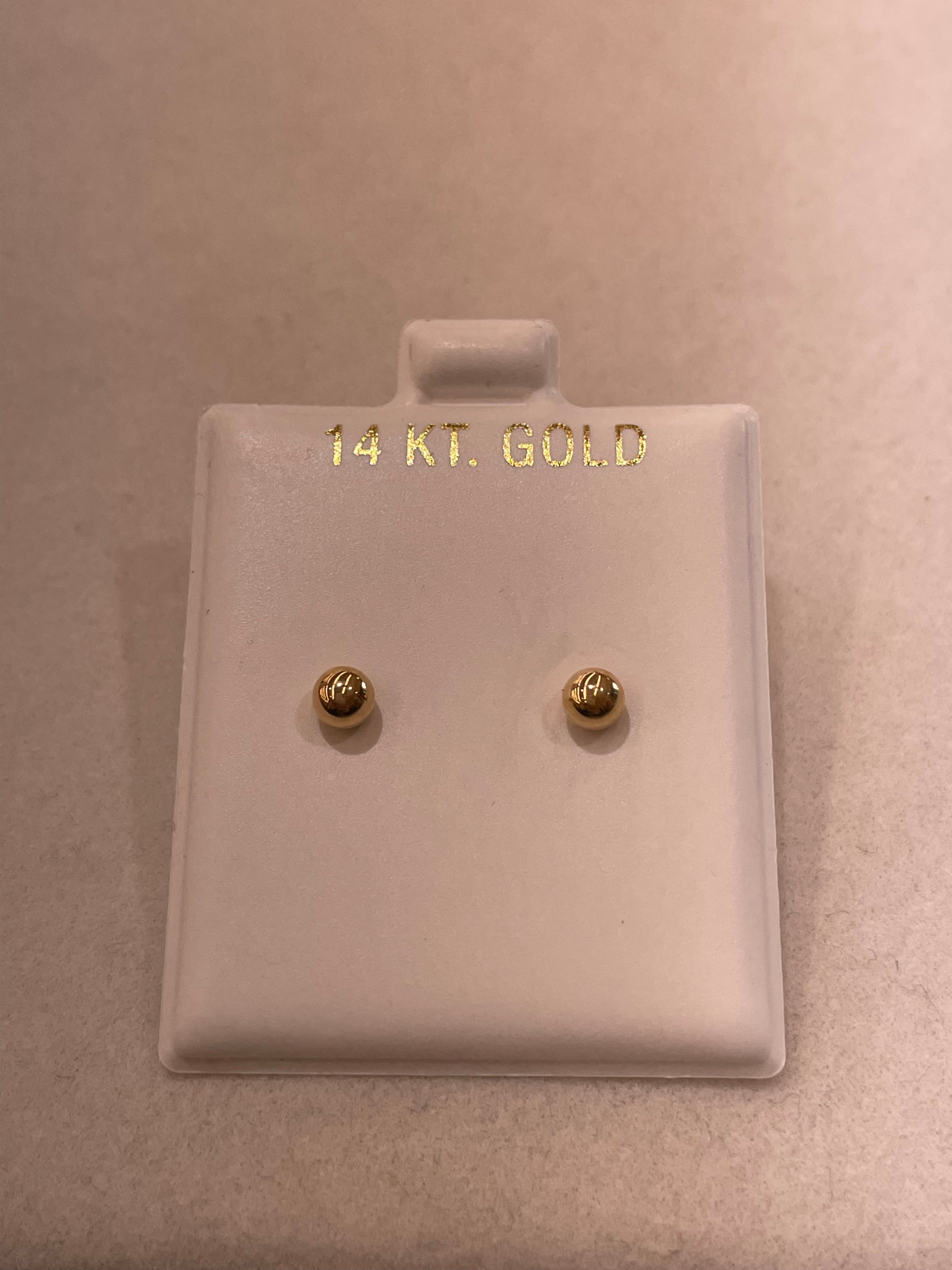 14K Gold 4mm Ball Earrings