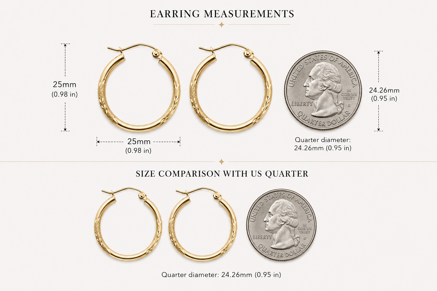 Golden Swirl Hoops (25mm) 14K Gold