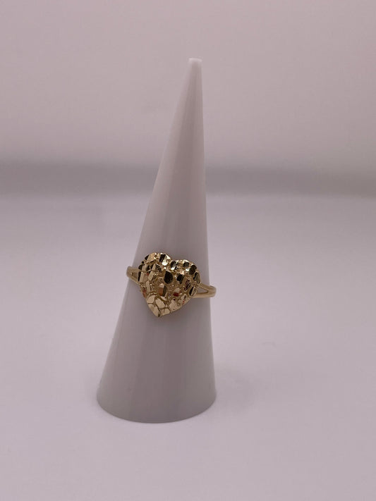14k gold heart nugget ring