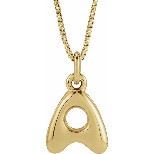 14K Gold Bubble Initial Necklace – 18"