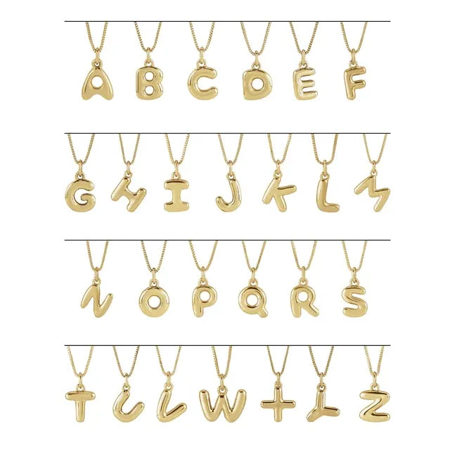 14K Gold Bubble Initial Necklace – 18"