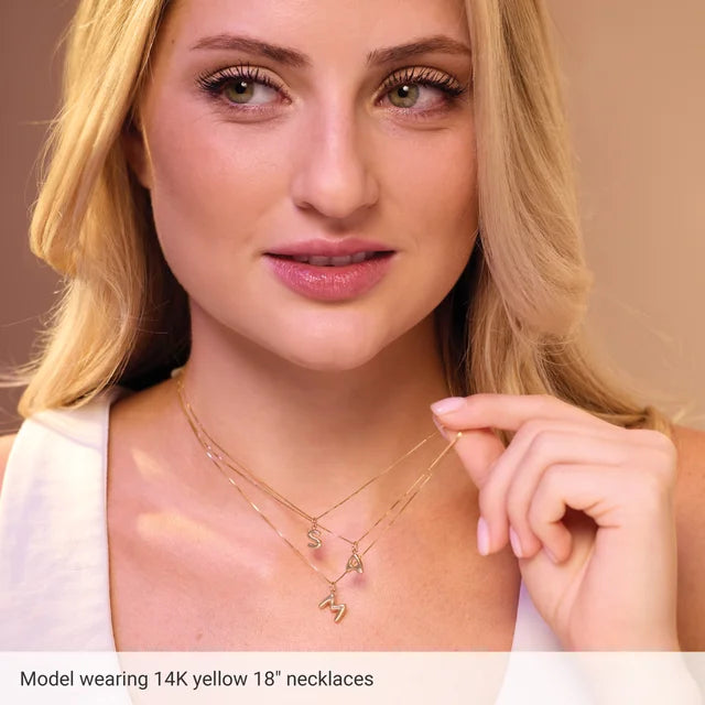 14K Gold Bubble Initial Necklace – 18"