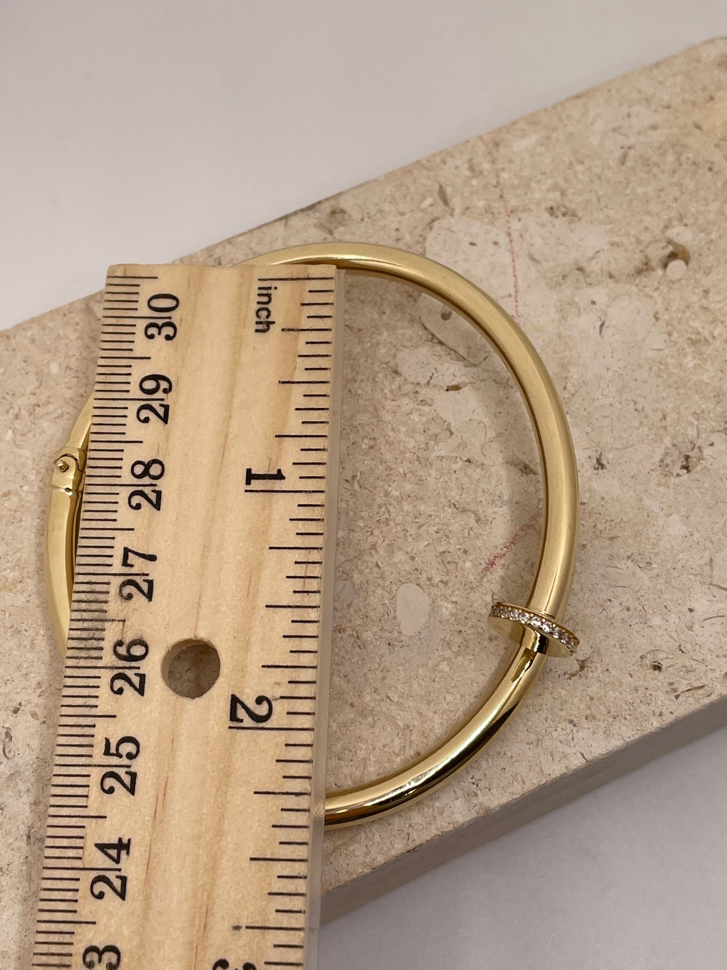 14k gold designer-inspired nail bracelet with cz – 7”, 7.5"