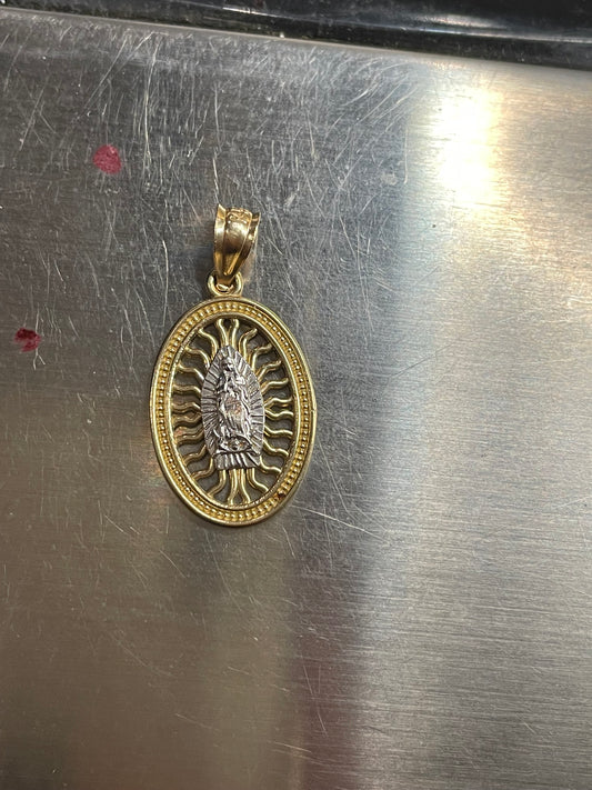 14k gold virgencita pendant