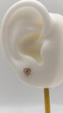 14K Gold Heart CZ Heart Screw Back Earrings (Pink, White, or Teal CZ)