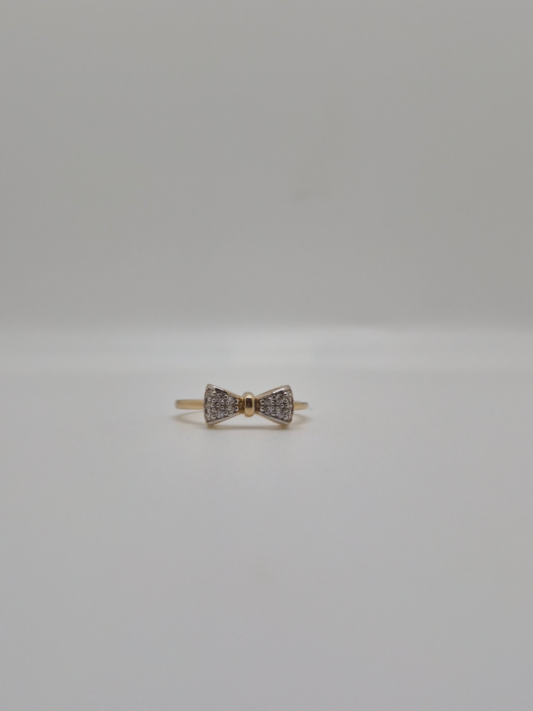 14K Gold Bow Ring with CZ Accents
