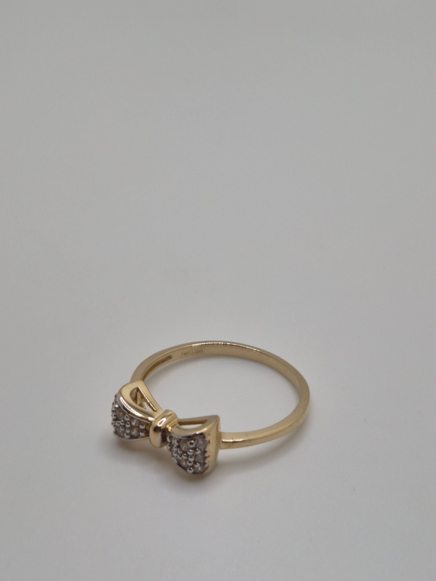 14K Gold Bow Ring with CZ Accents