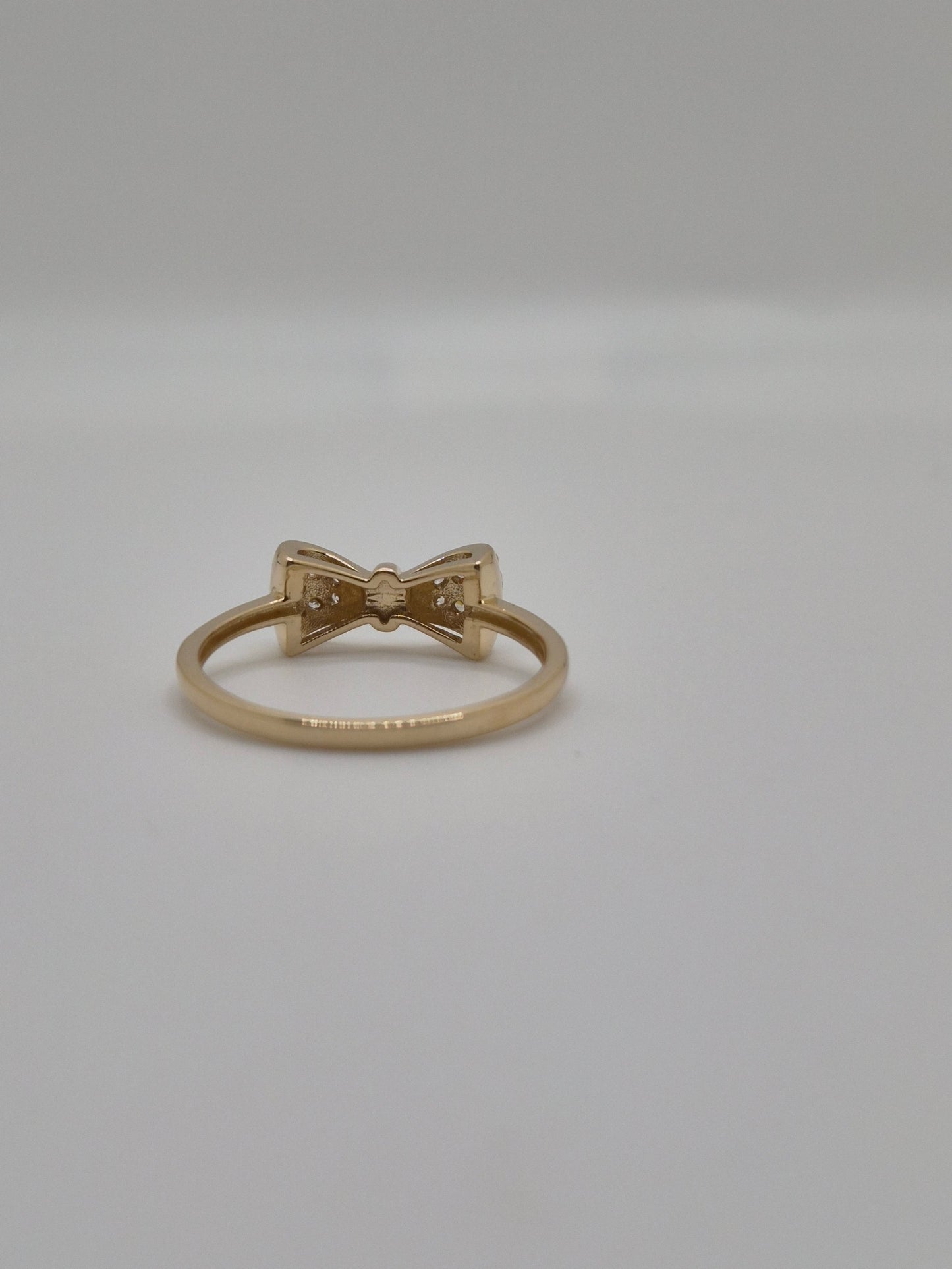 14K Gold Bow Ring with CZ Accents