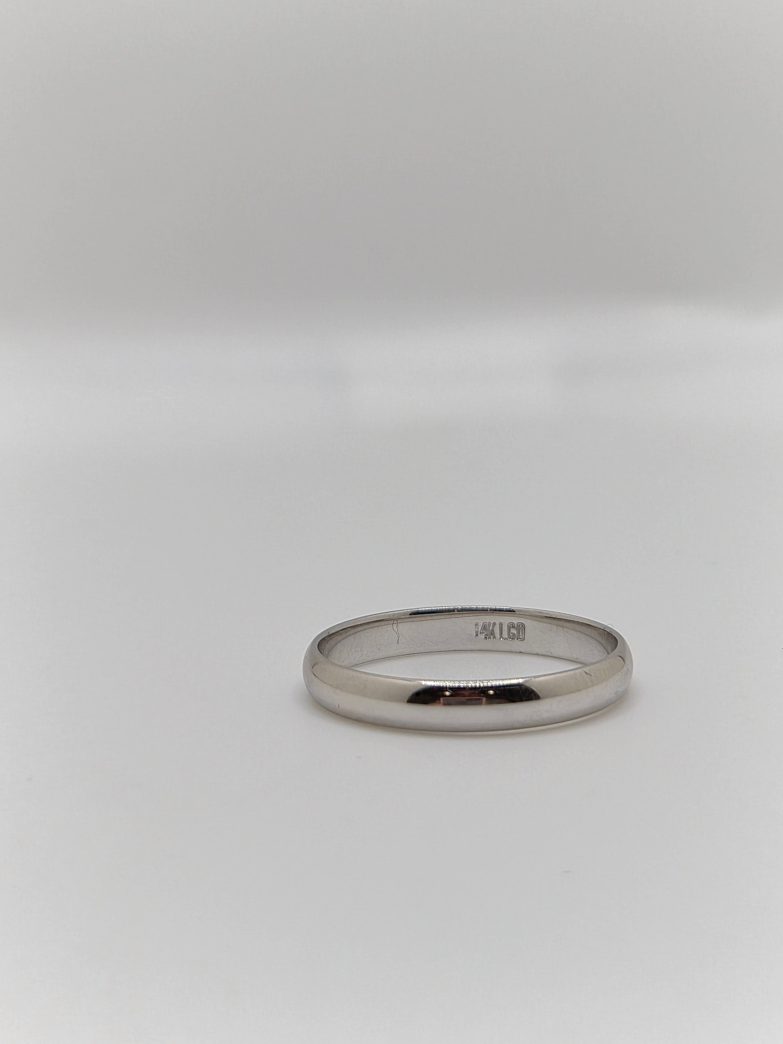 14K White Gold Wedding Band – 3mm (Unisex)