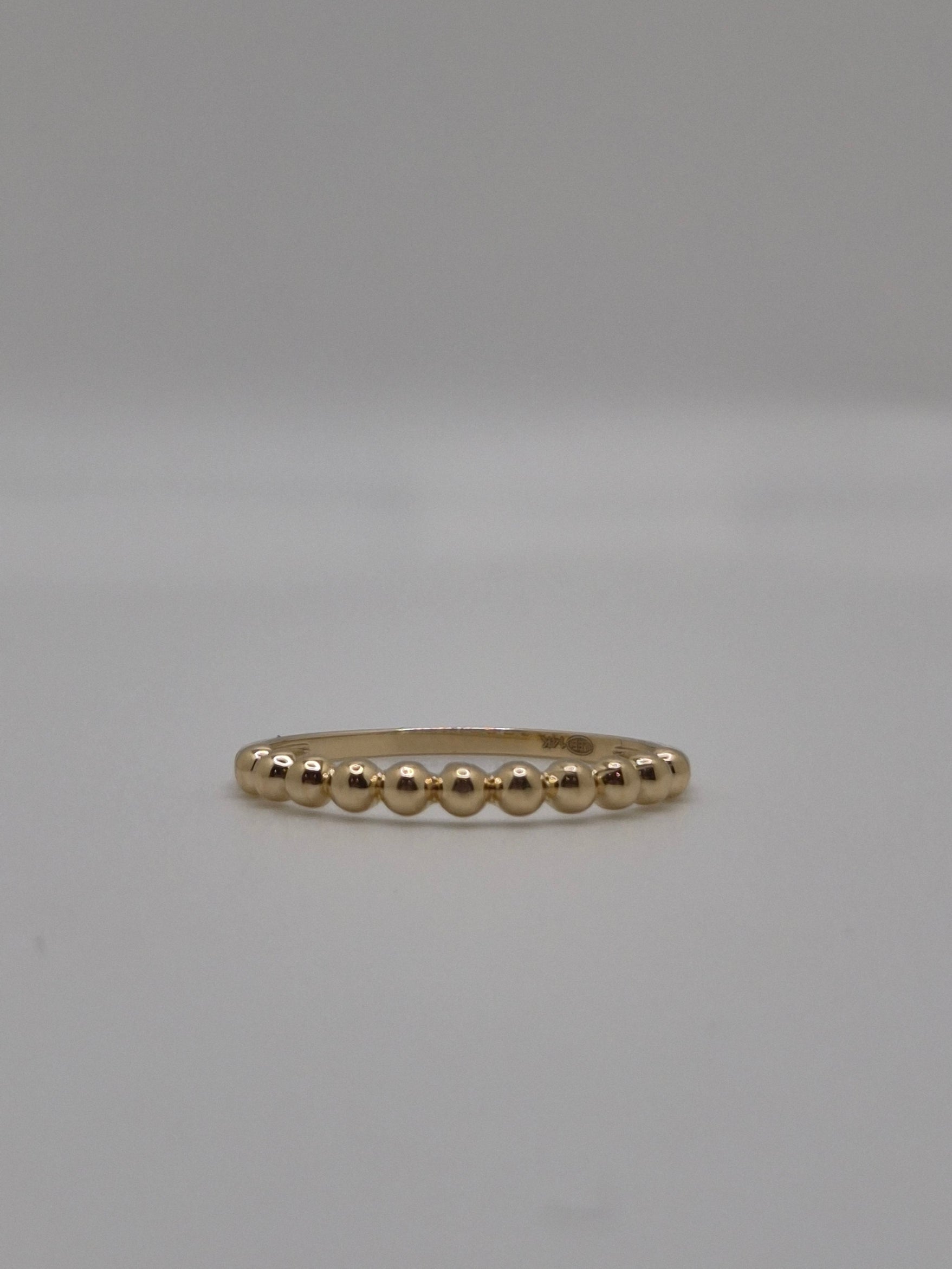14k yellow gold beaded thumb stackable ring (3128)