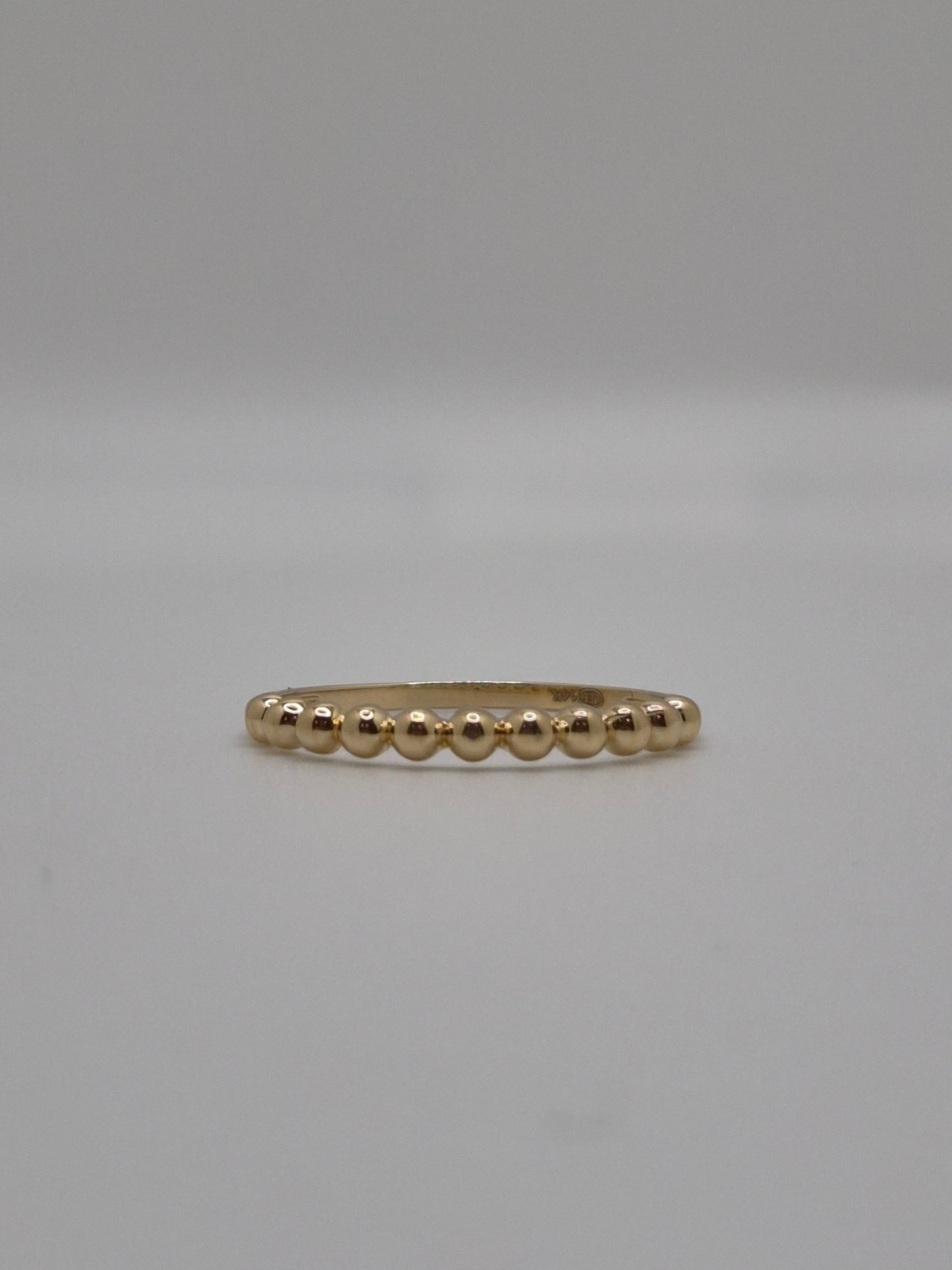 14k yellow gold beaded thumb stackable ring (3128)