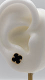 14K Gold Small Black Clover Earrings
