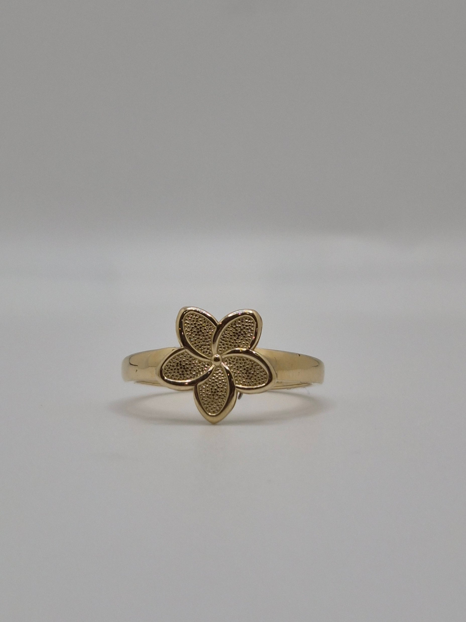 14K Gold Plumeria Flower Ring (806)