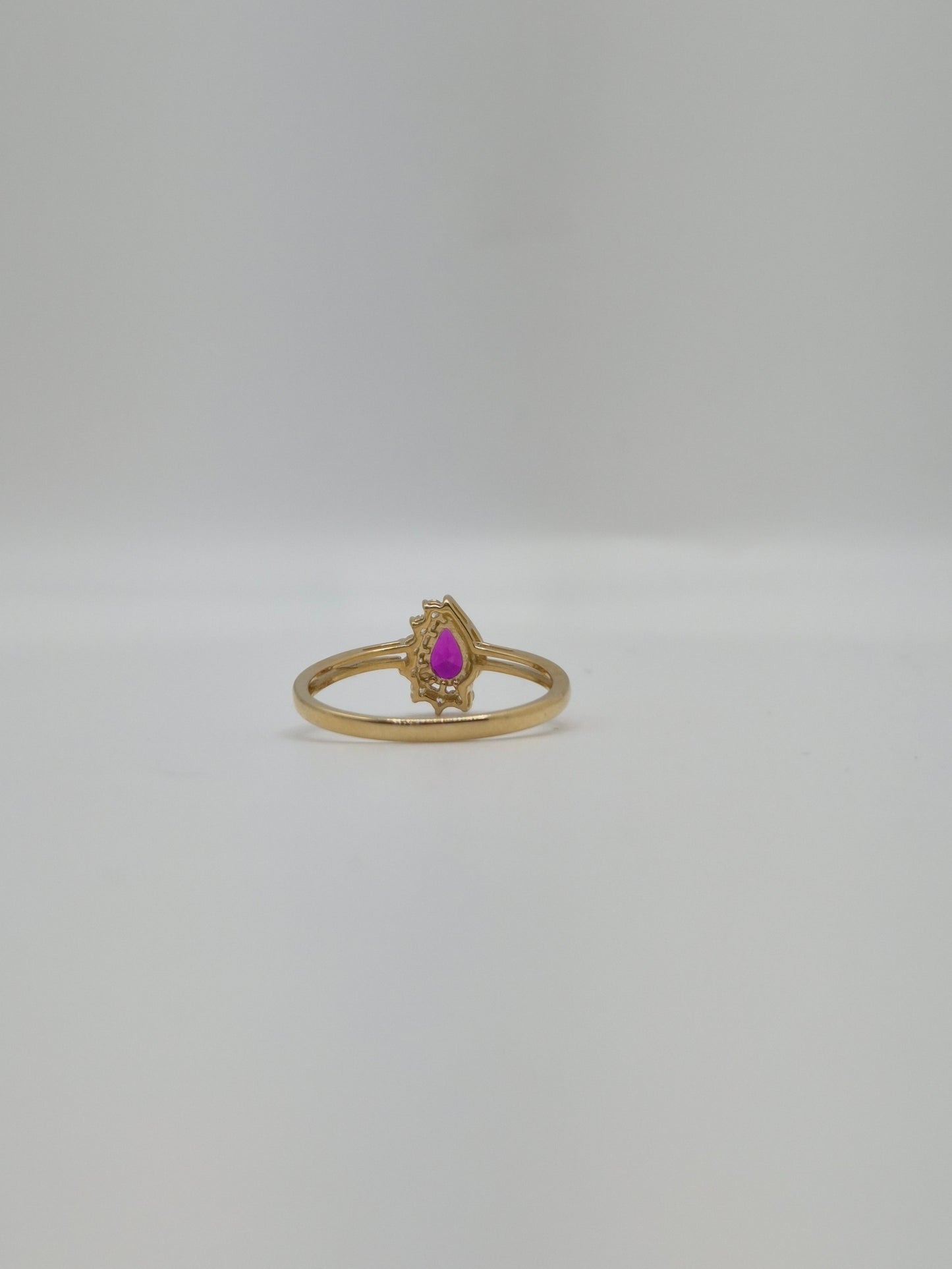 14k gold teardrop ring with cz accents