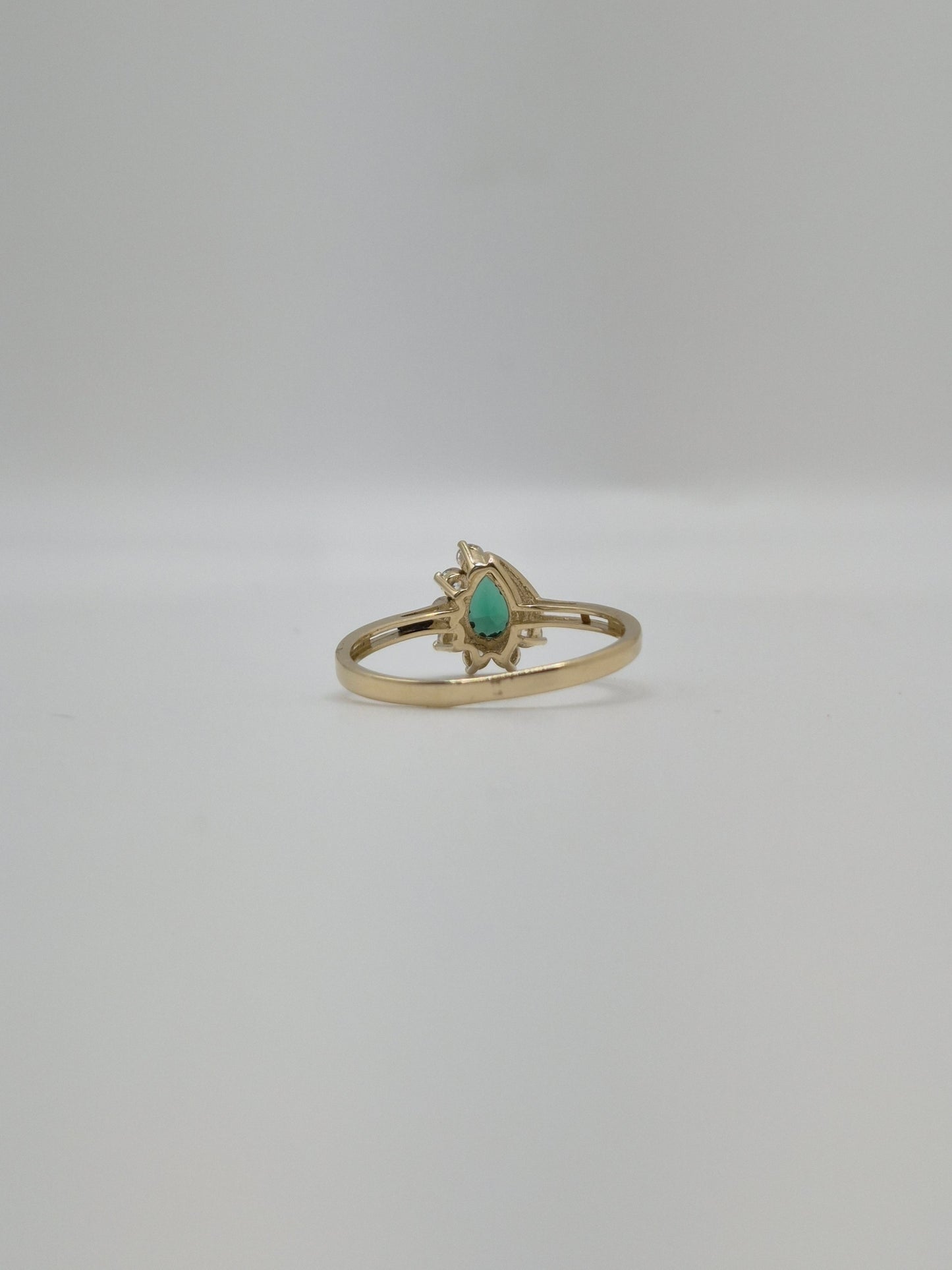 14k gold teardrop ring with cz accents