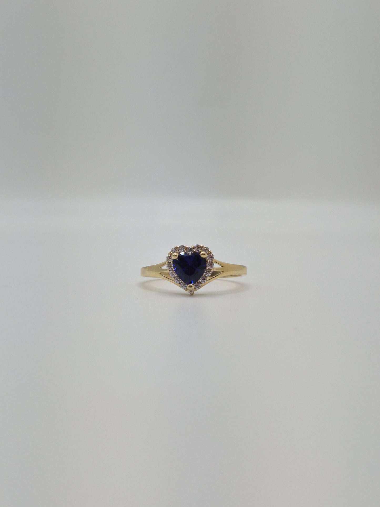 Anillo de oro macizo de 14 quilates con forma de corazón y circonita cúbica (rosa, verde, rojo, blanco)