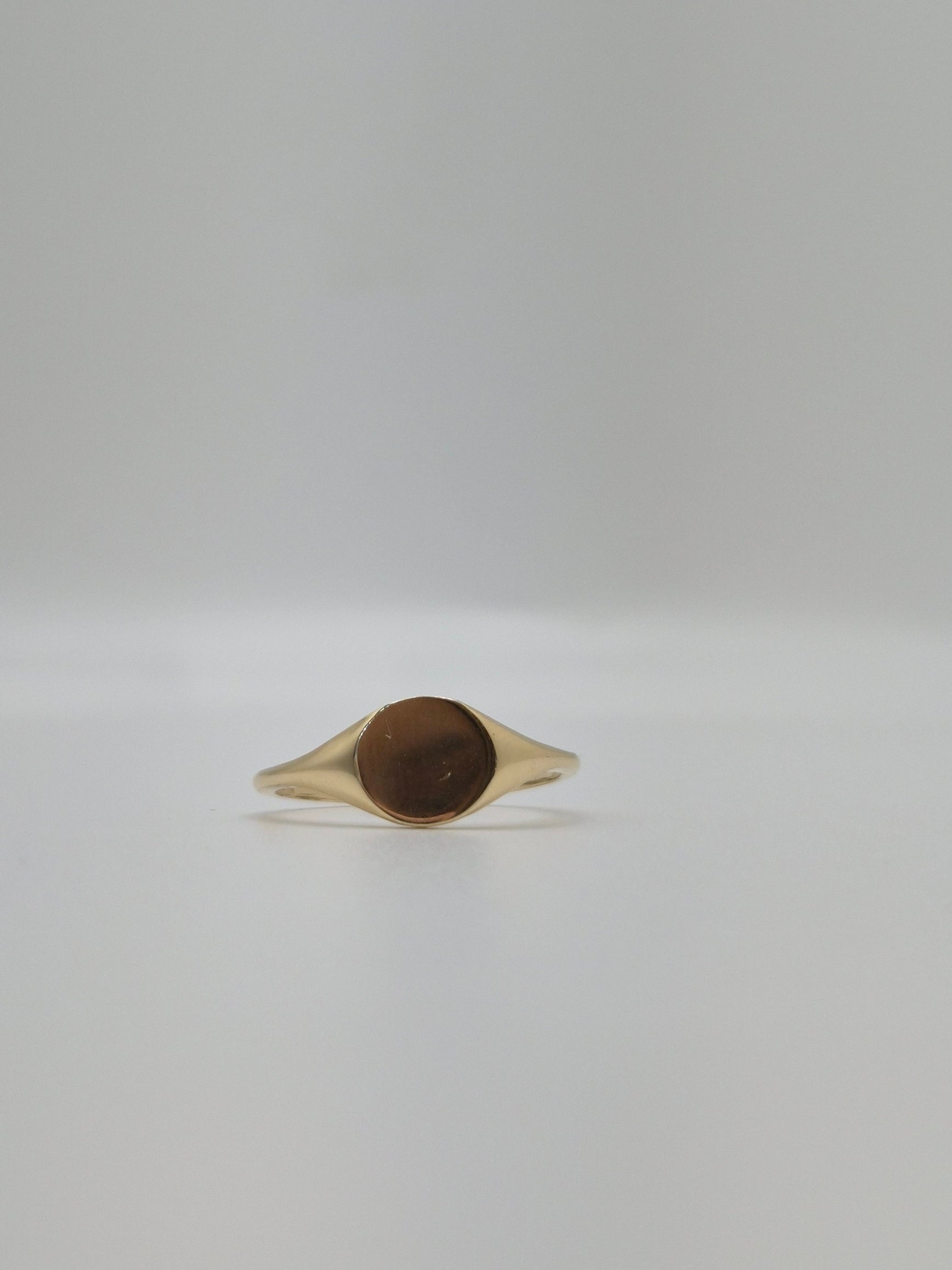 14K Gold Round Signet Ring