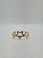 14K yellow gold open star ring with triple star design, dainty celestial stacking ring for women, fine gold jewelry.