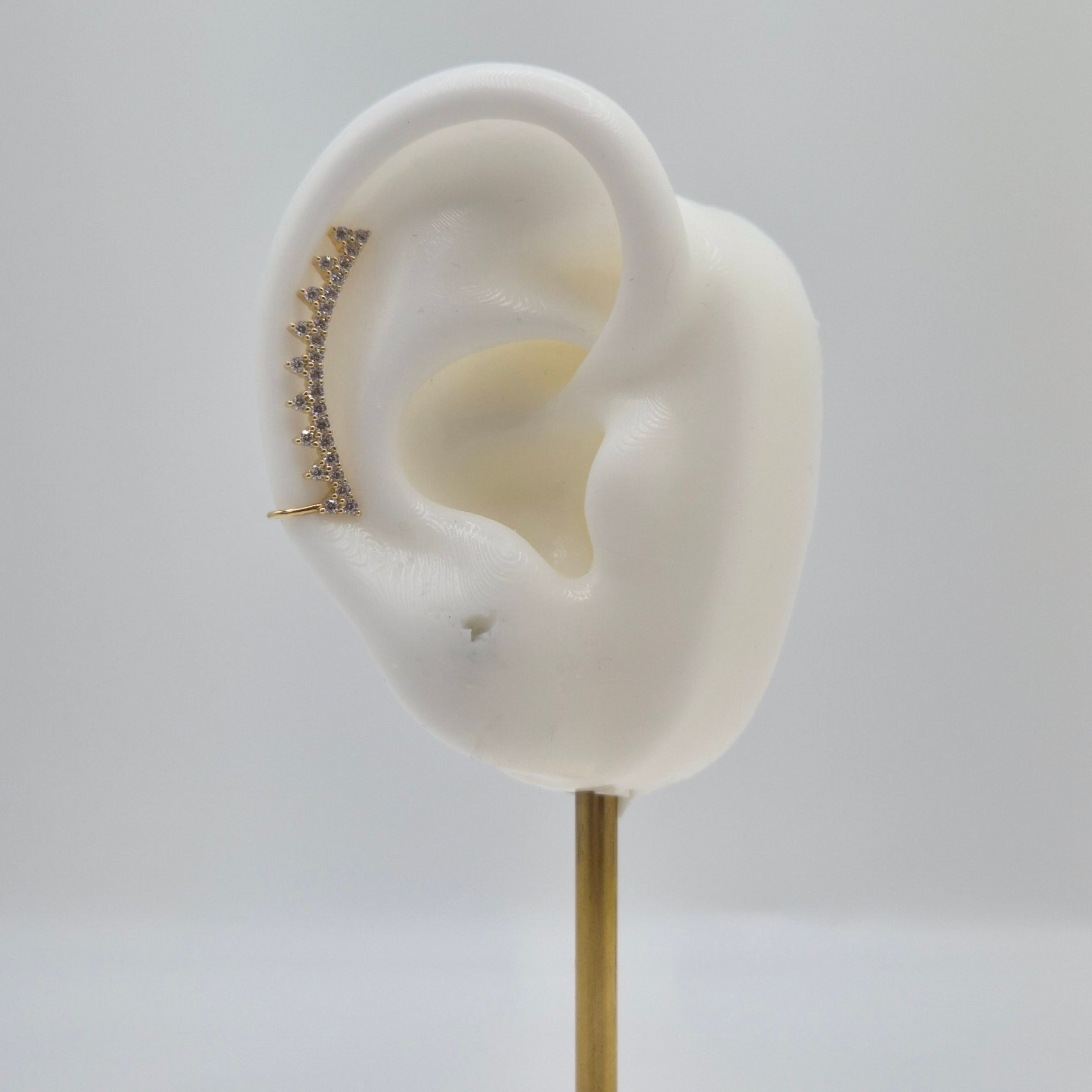 14K Yellow Gold CZ Sideway Stud Earrings