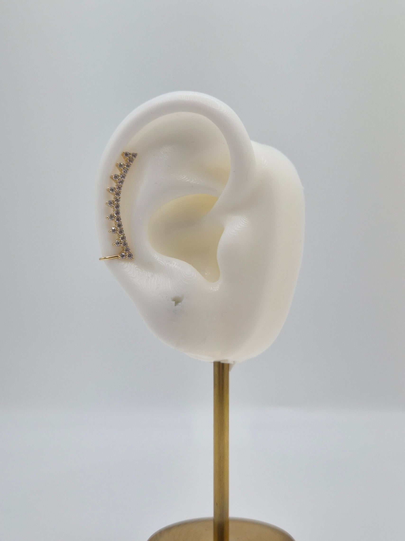 14K Yellow Gold CZ Sideway Stud Earrings