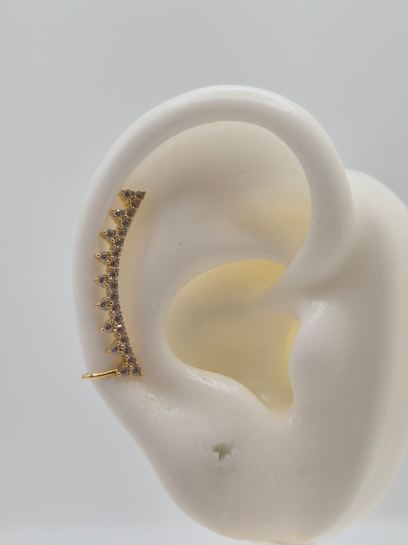 14K Yellow Gold CZ Sideway Stud Earrings