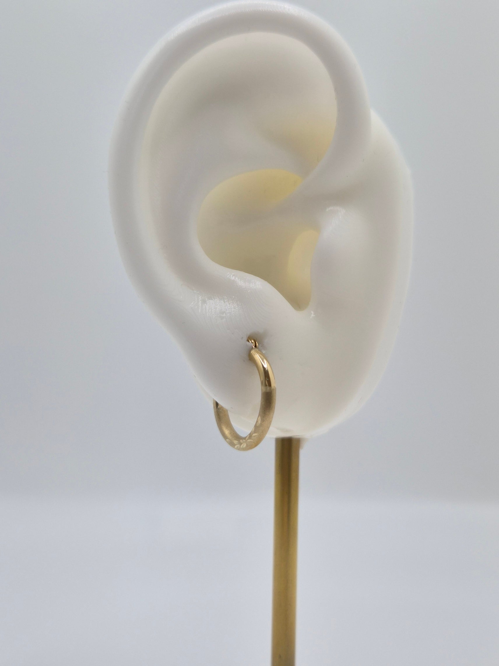 14K Gold Petite Budded Hoop Earrings (036)