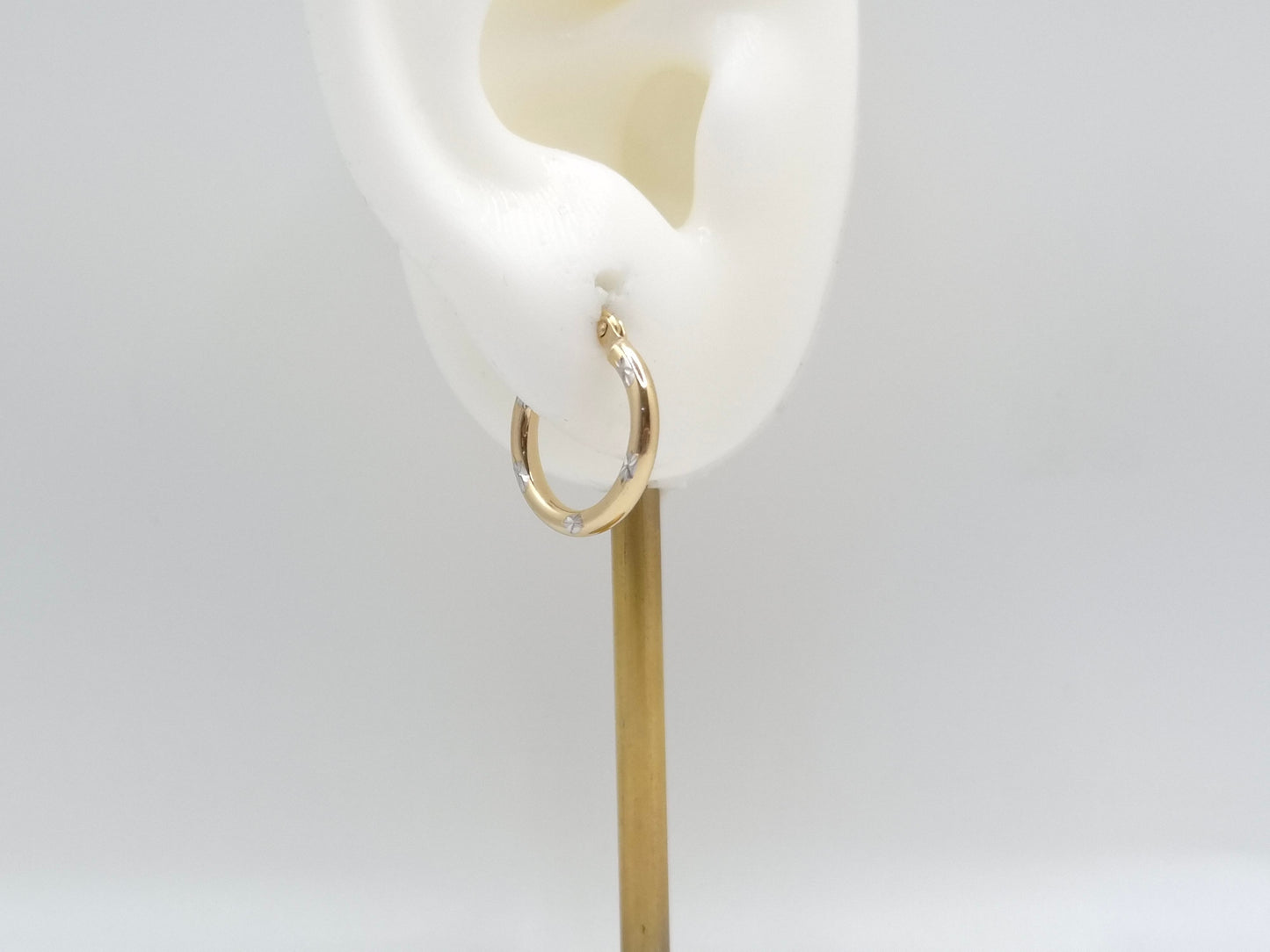 14K Two-Tone Diamond-Cut Hoop Earrings