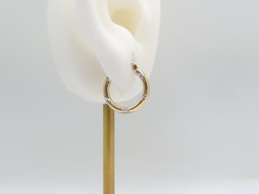 14K Two-Tone Diamond-Cut Hoop Earrings