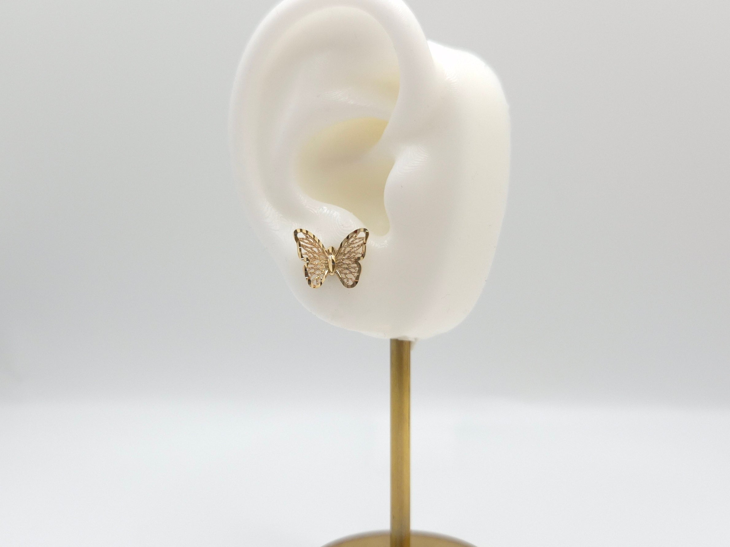 14K Yellow Gold Butterfly Stud Earrings