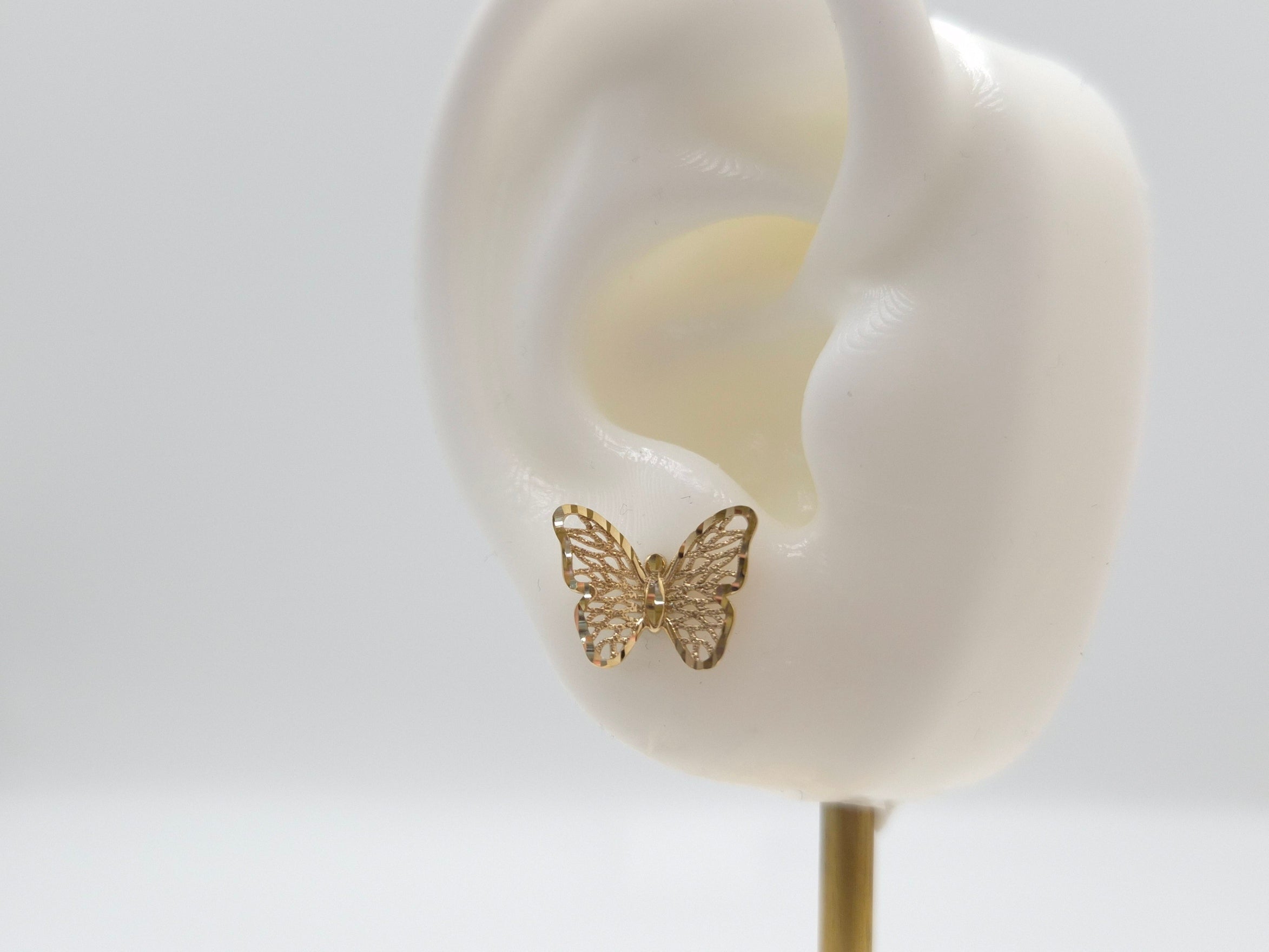 14K Yellow Gold Butterfly Stud Earrings
