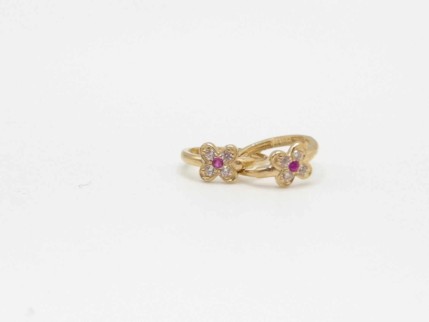 14K Yellow Gold CZ Huggie Hoop Earrings