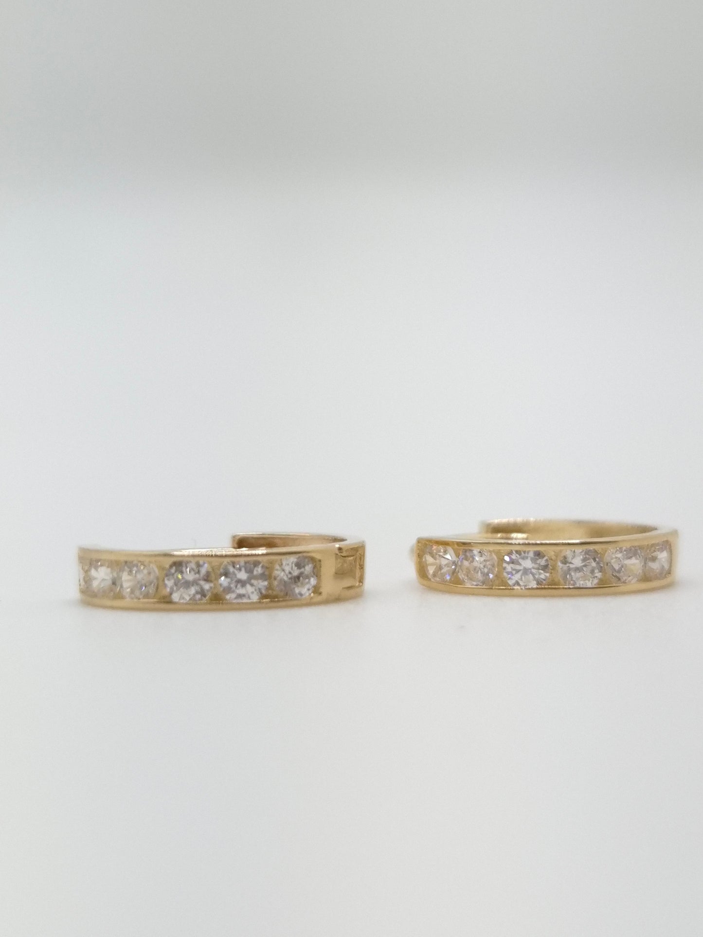 14K Yellow Gold CZ Huggie Hoop Earrings