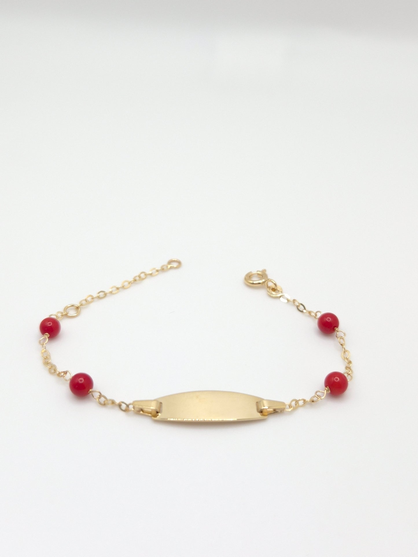 14K Yellow Gold Coral Baby ID Bracelet