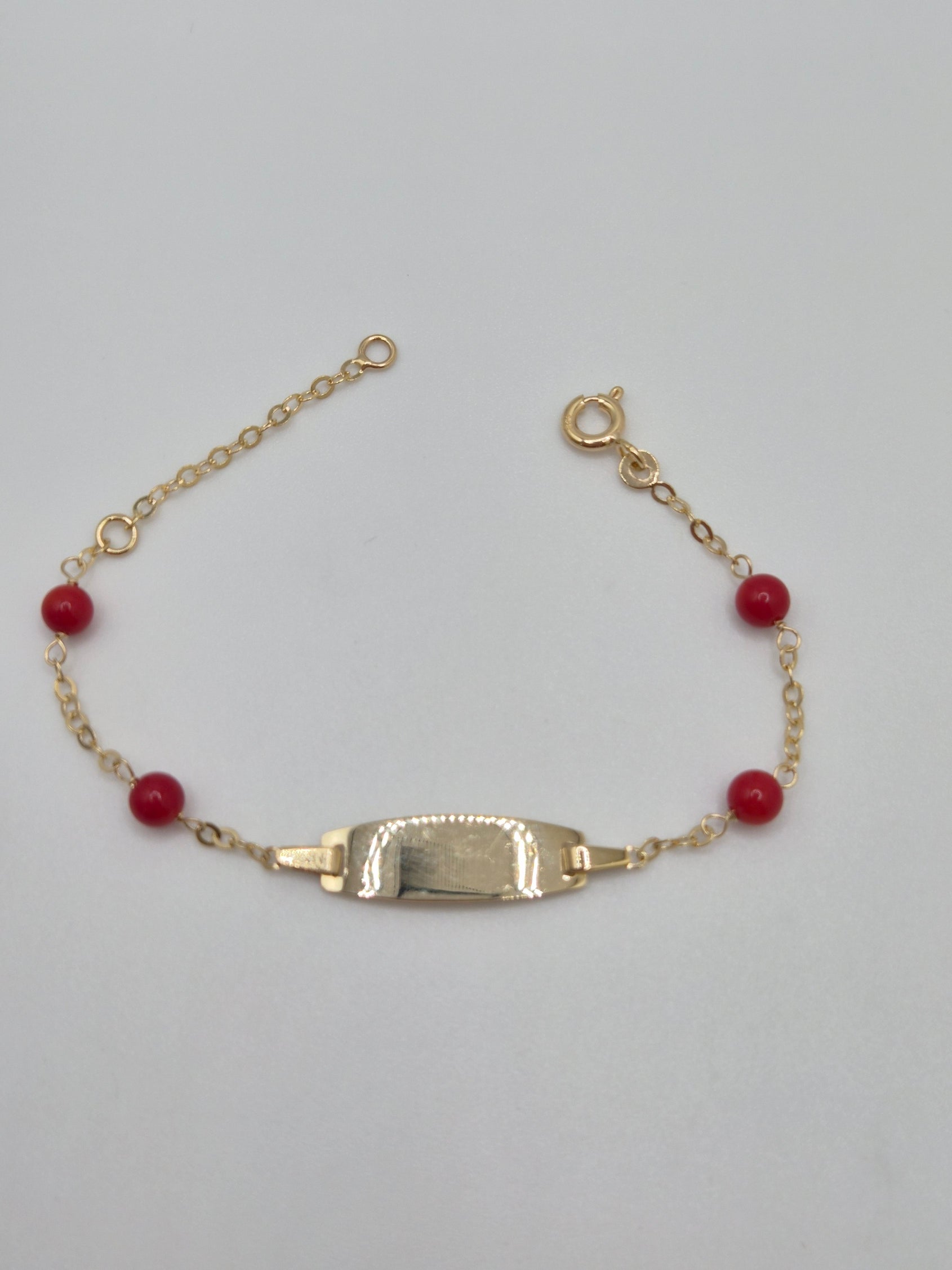 14K Yellow Gold Coral Baby ID Bracelet