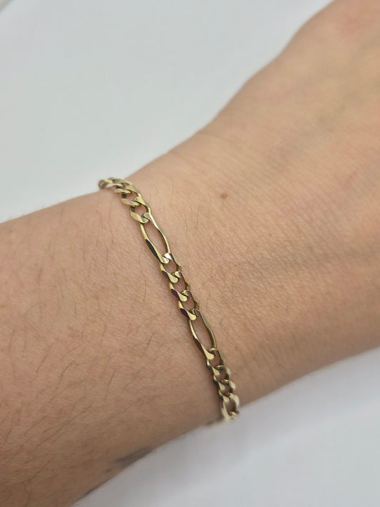 Pulsera Figaro de oro macizo de 14 quilates de 4,0 mm y 7,5"