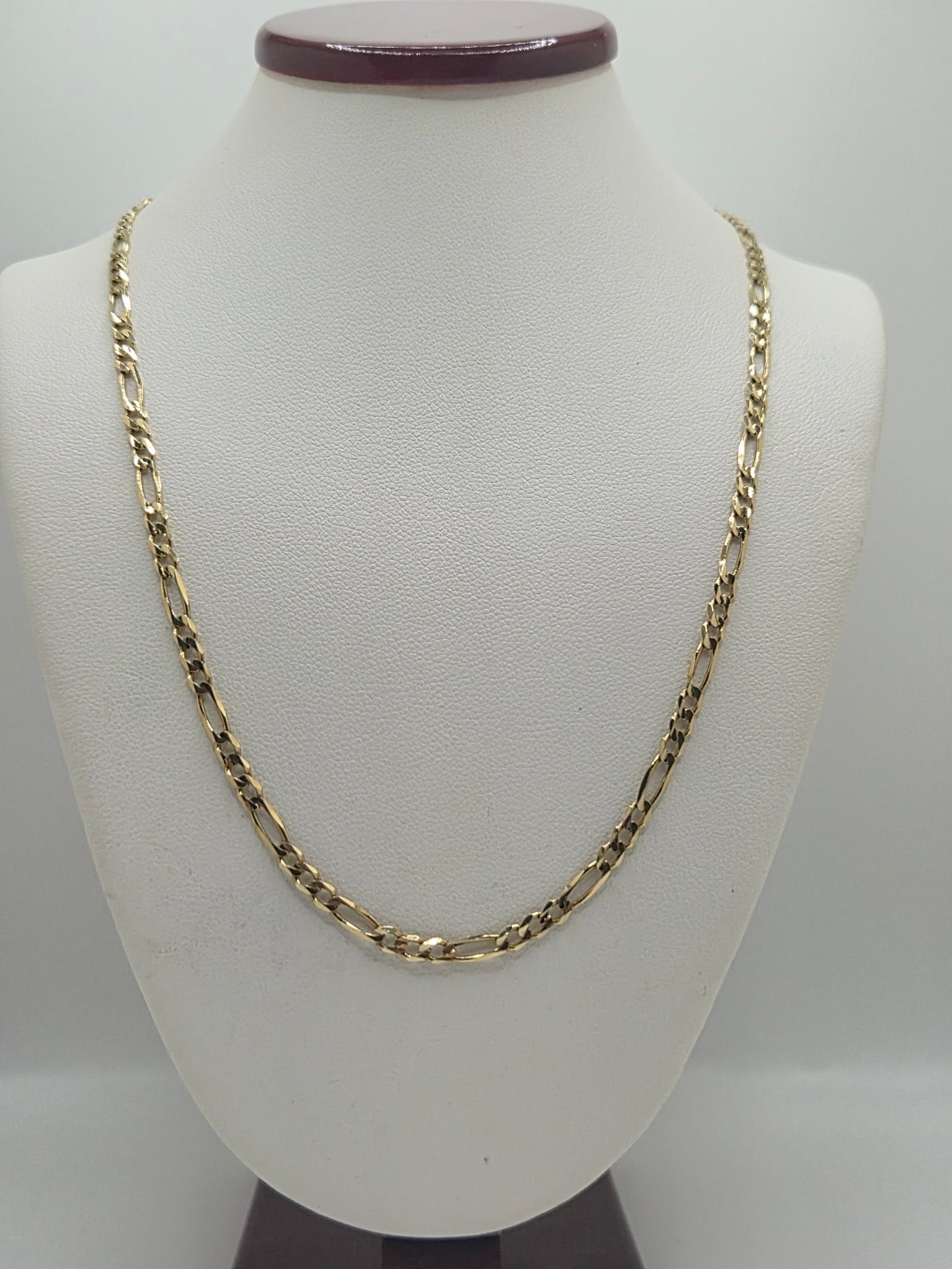 Cadena Figaro de oro macizo de 14 quilates de 3,1 mm