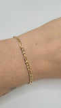 Pulsera Figaro de oro macizo de 14 quilates de 3,1 mm y 7"