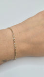 14k solid gold 2.7mm diamond cut figaro bracelet 7"