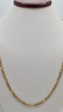Cadena Figaro de oro macizo de 14 quilates con talla de diamante, 3,1 mm