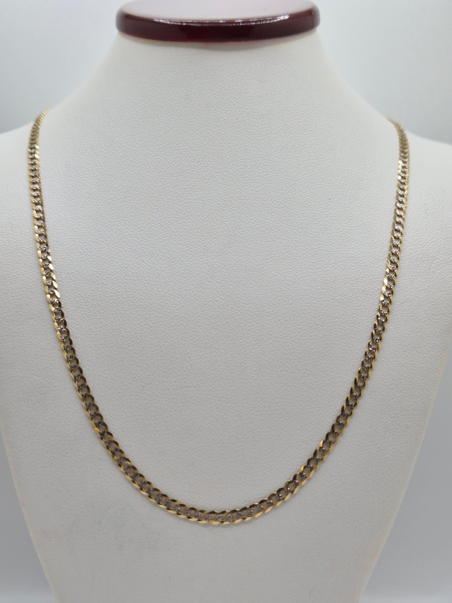 Cadena cubana de oro macizo de 14 quilates con talla de diamante, 2,7 mm