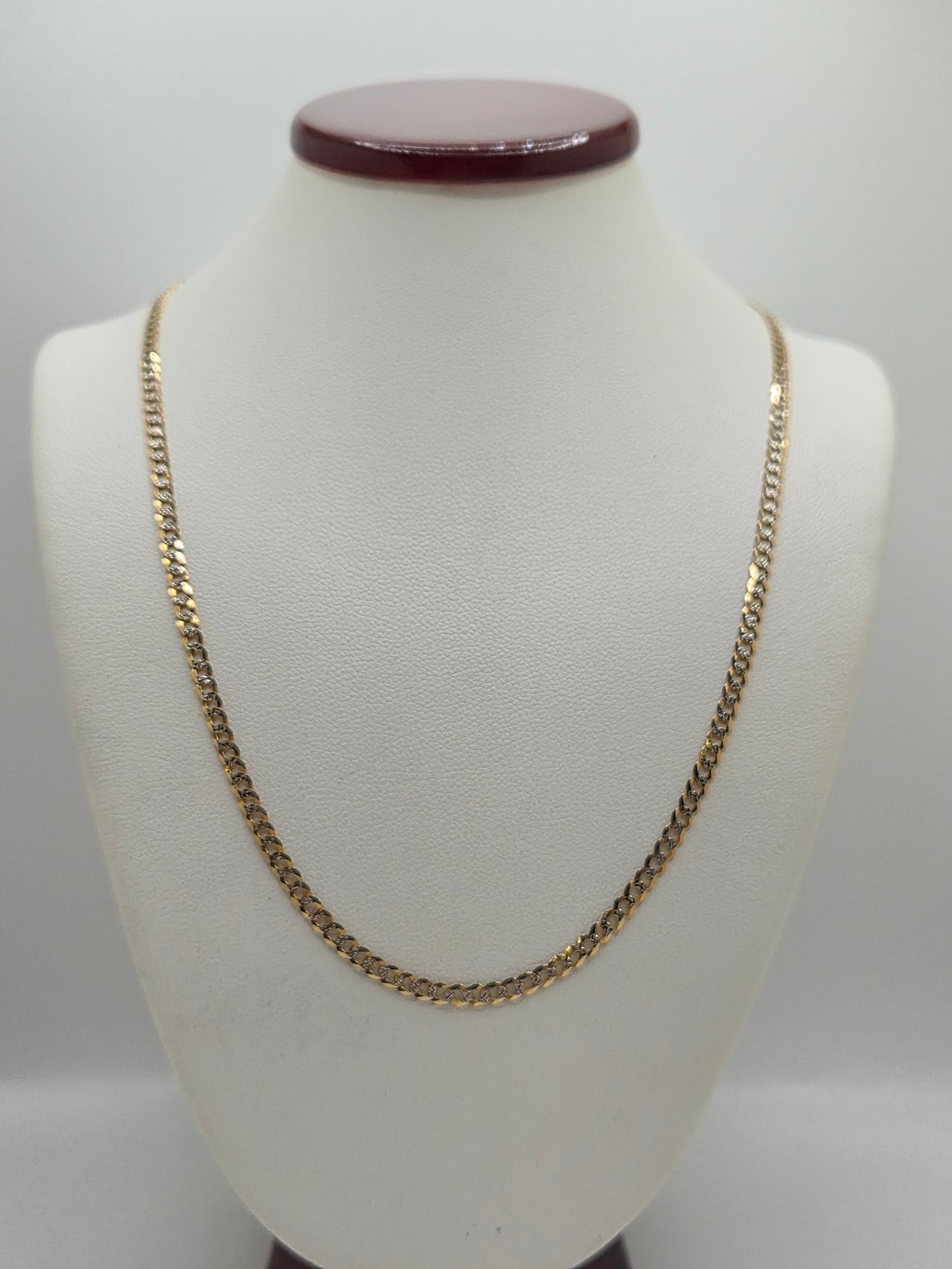 Cadena cubana de oro macizo de 14 quilates con talla de diamante, 2,7 mm