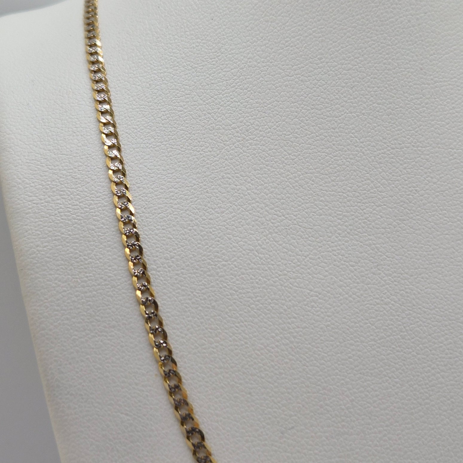 Cadena cubana de oro macizo de 14 quilates con talla de diamante, 2,7 mm