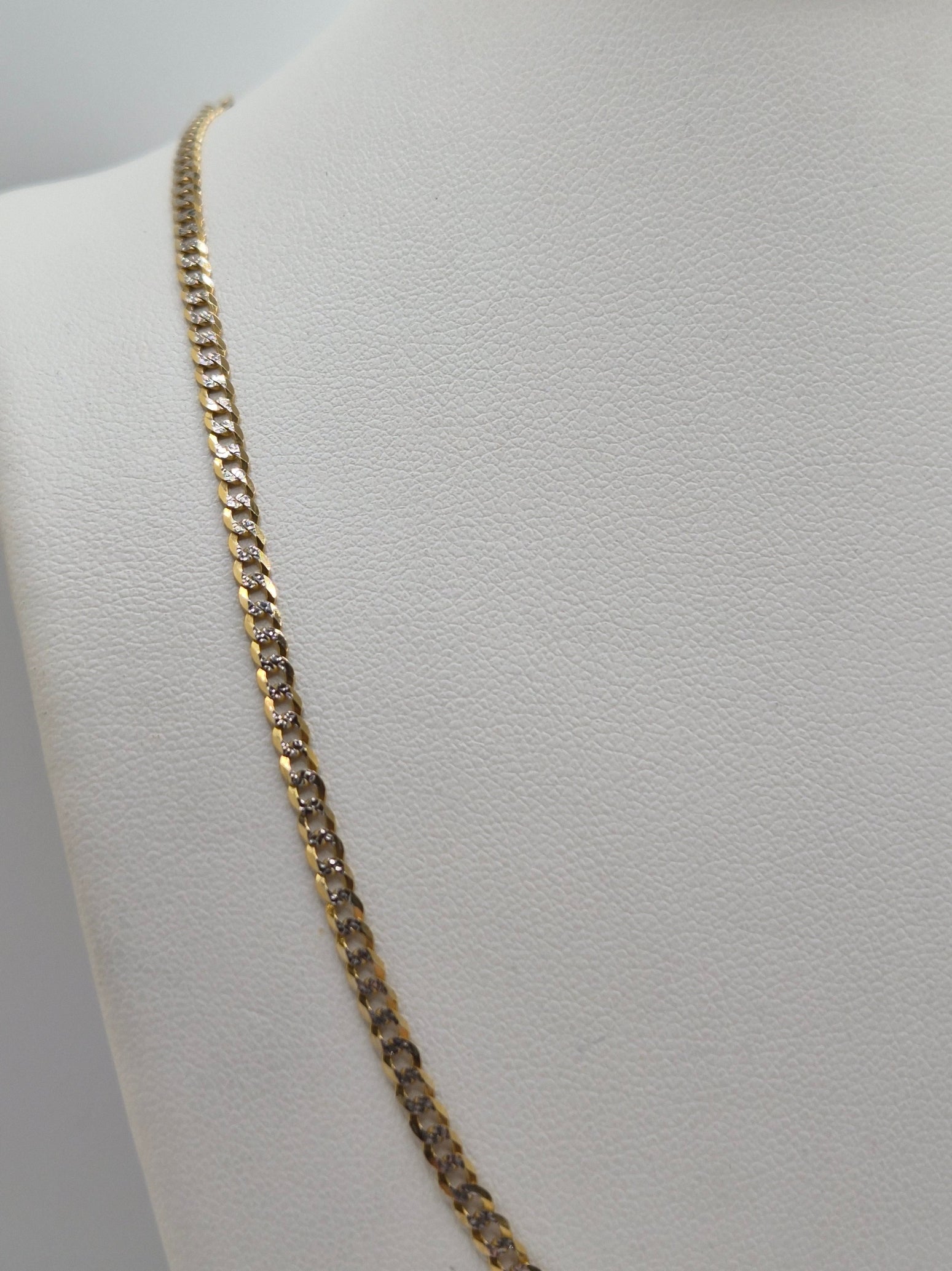 Cadena cubana de oro macizo de 14 quilates con talla de diamante, 2,7 mm