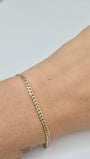 Pulsera cubana de oro macizo de 14 quilates de 2,7 mm con talla de diamante de 7 "