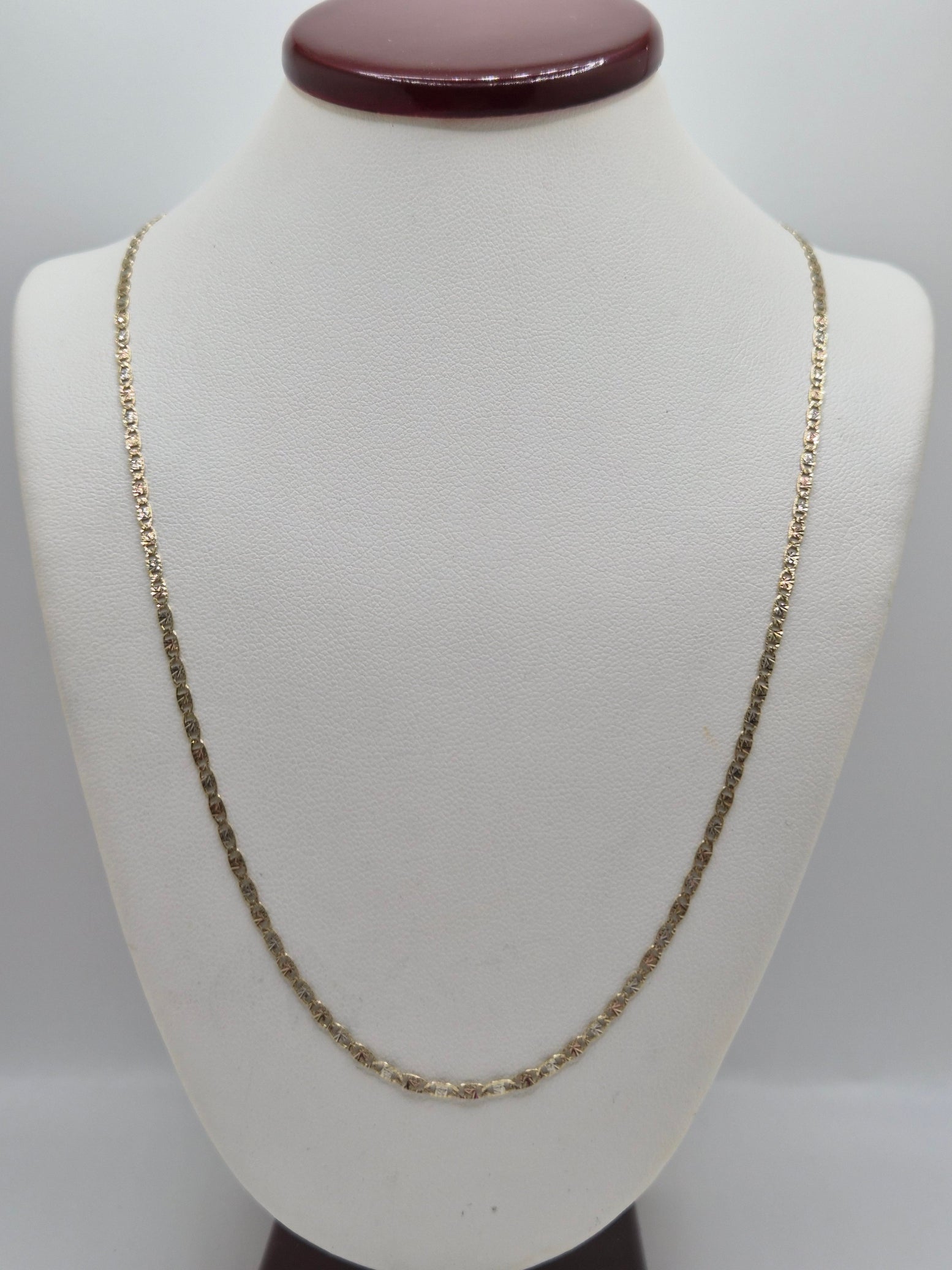 14K Gold Tri Color Star & Rail Diamond-Cut Valentino Chain