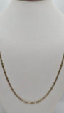 14K Gold Tri Color Star & Rail Diamond-Cut Valentino Chain