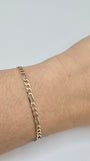 14K Tri-Color Figaro Bracelet – 7"