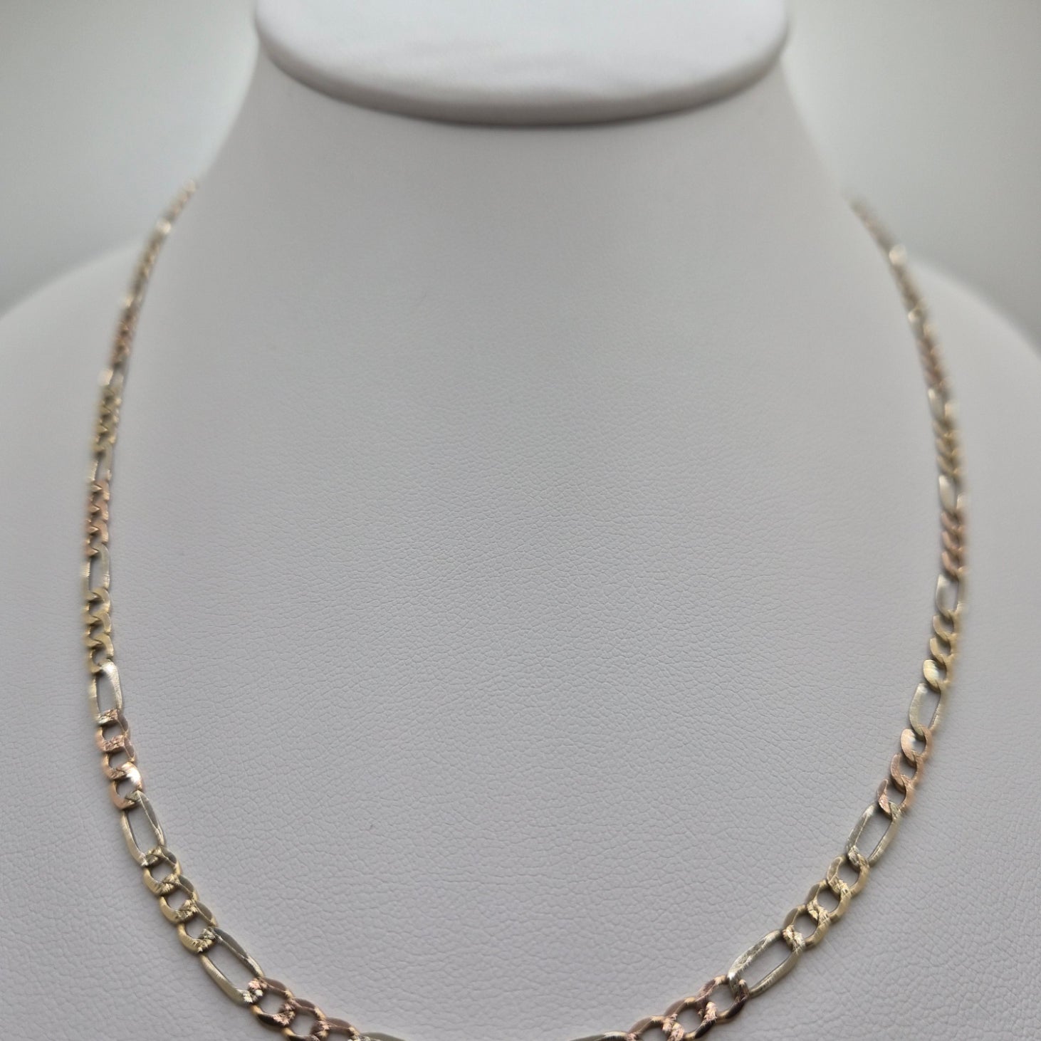 14k solid gold 3 colors figaro chain 3.7mm