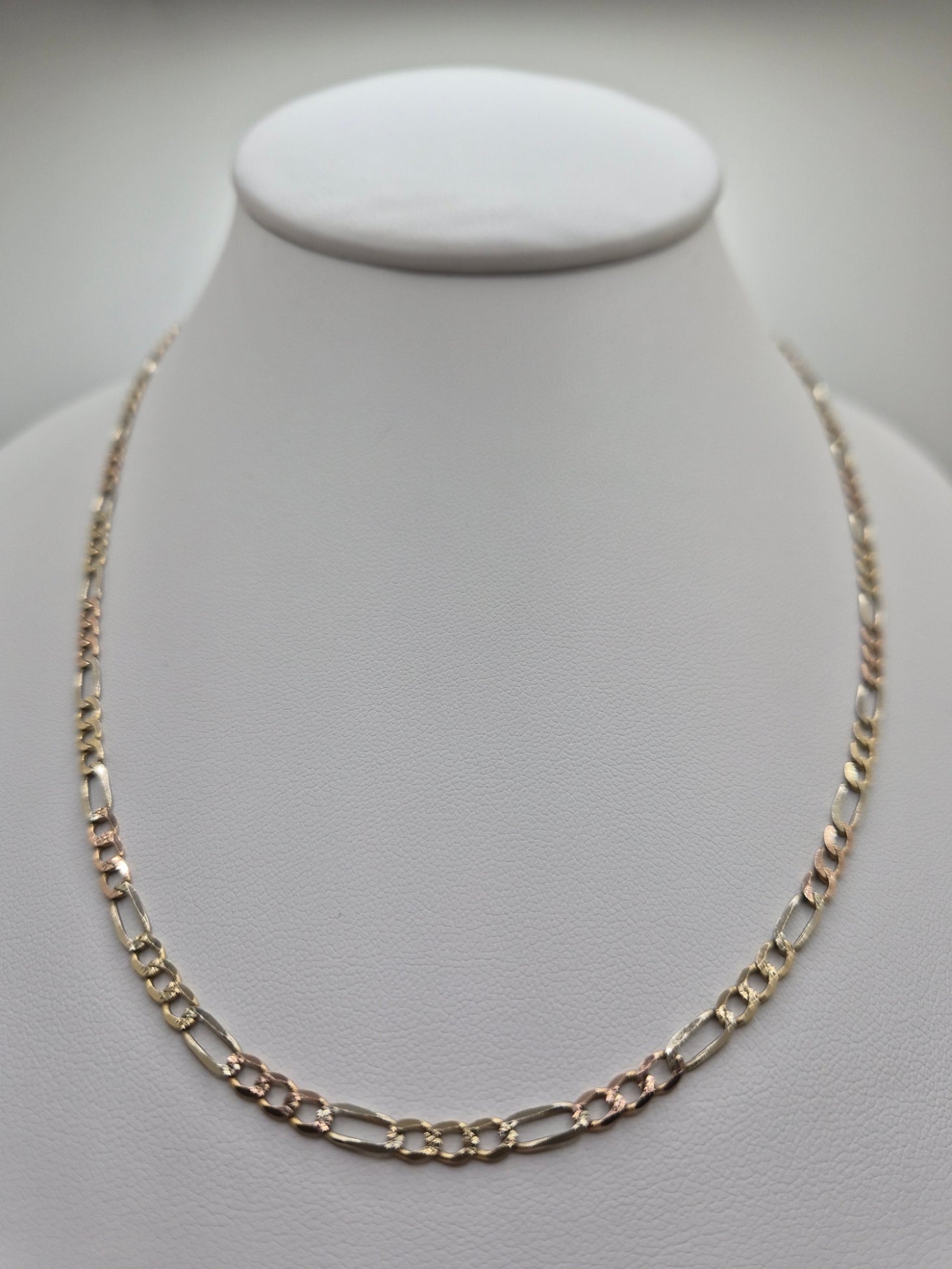 14k solid gold 3 colors figaro chain 3.7mm