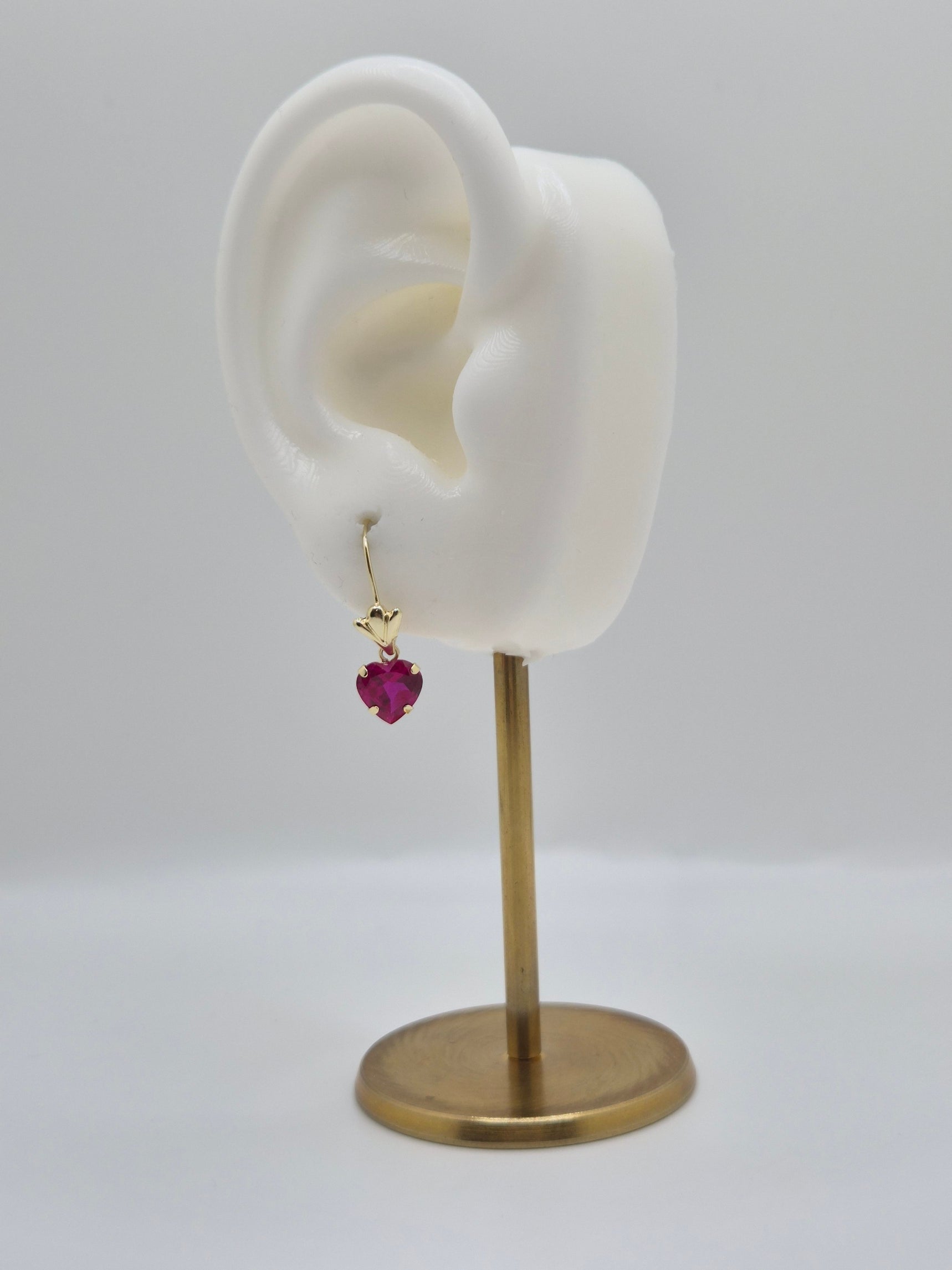 14K Yellow Gold Heart Dangle Earrings